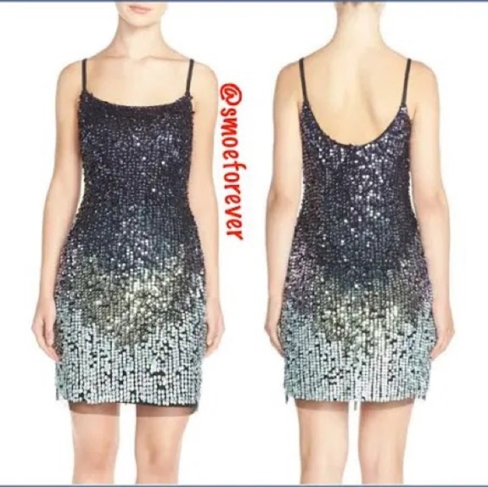 ADRIANNA PAPELL Blue/Green SEQUIN COCKTAIL DRESS Sz 12  BNWTAGS BLOOMINGDALE’S